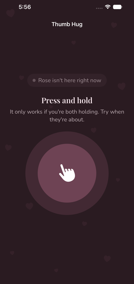 The thumb hug screen in dark mode