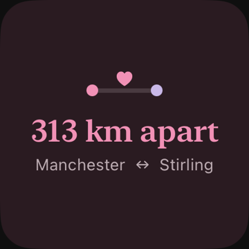 Distance widget in dark mode