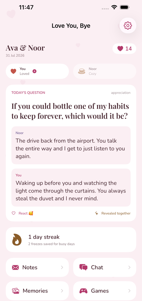 Daily question screen