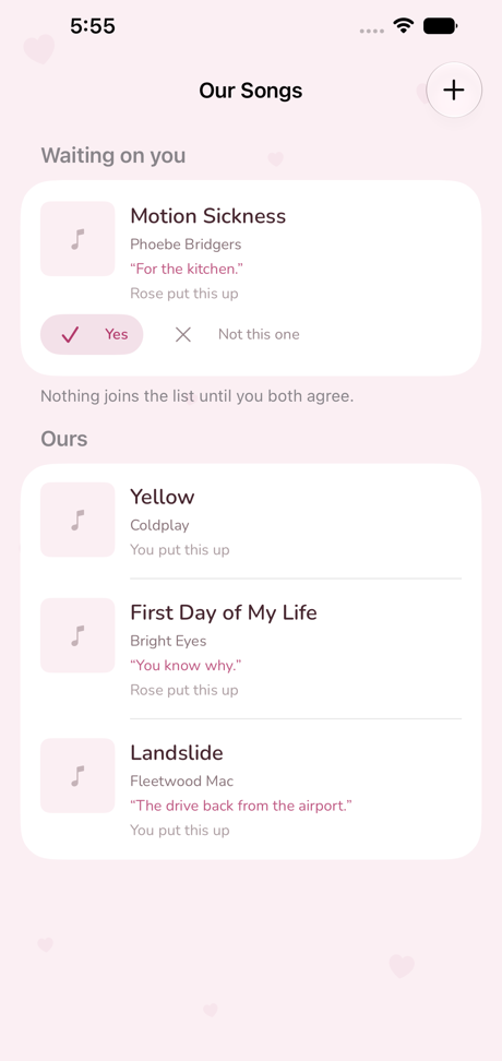 The songs list